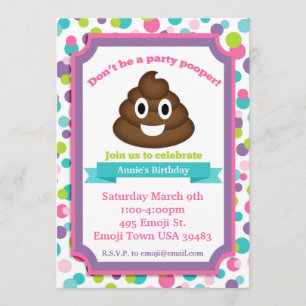 Convites Poop Emoji Girl Birthday