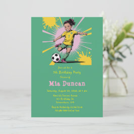 Convites Pop Art Girls Soccer Festa de aniversário