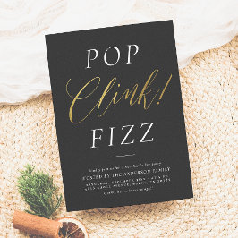 Convites Pop Clink Fizz | Elegante Dourado no Véspera de An
