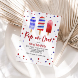 Convites pop de 4 de julho sobre Pop de gelo azul-vermelho