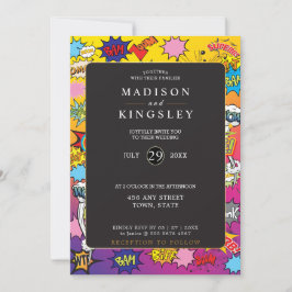 Convites Pop de Arte do Livro 💥 🎉 Casamento Incrível