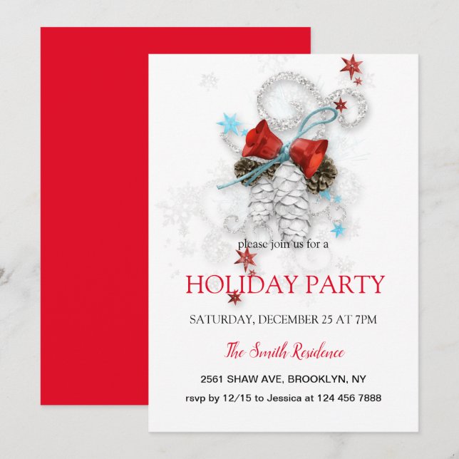 Convites Pop de Loli decoração de Ano Novo, estrela de Nata (Frente/Verso)