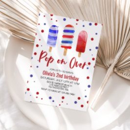 Convites Pop de Pop de gelo sobre azul branco vermelho