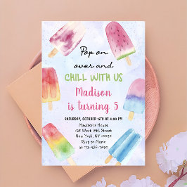 Convites Pop do picolé de aquarela sobre a Festa de anivers