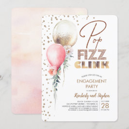 Convites Pop Fizz Clink Balon Garlands Noivado Moderno