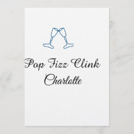 Convites Pop fizz clink blue champagne bottle new year