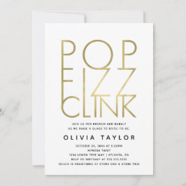 Convites Pop Fizz Clink Chá de panela, Faux Dourado
