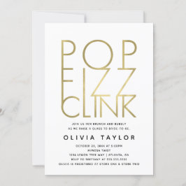 Convites Pop Fizz Clink Chá de panela, Faux Dourado
