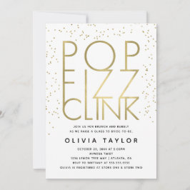 Convites Pop Fizz Clink Chá de panela, Faux Dourado