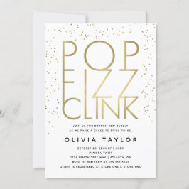 Convites Pop Fizz Clink Chá de panela, Faux Dourado