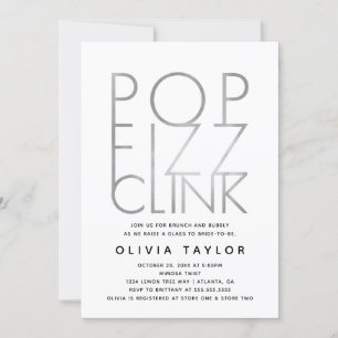 Convites Pop Fizz Clink Chá de panela, Prata