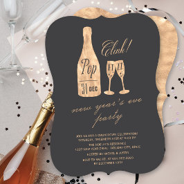 Convites Pop Fizz Clink Champagne Festa de Ano Novo