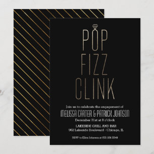 Convites Pop Fizz Clink Festa de noivado em Faux Foil