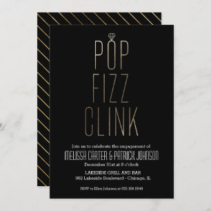 Convites Pop Fizz Clink Festa de noivado em Folha Faux