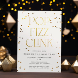 Convites Pop Fizz Clink White Dourado Confetti Véspera de A