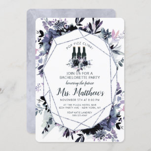 Convites Pop Floral Nocturna Festa de solteira Clink Fizz