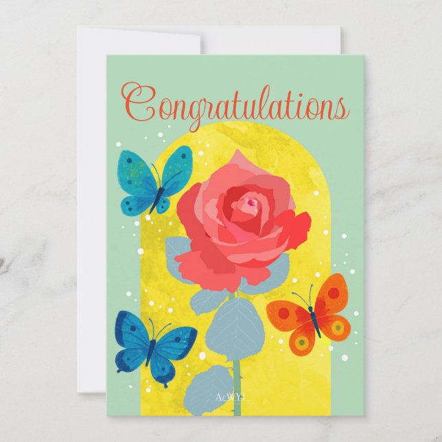 Convites POP flower card -red rose-  (Frente)