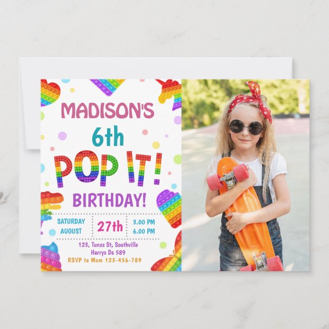 Convites Pop It Birthday (Frente)