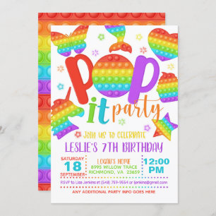 Convites Pop It Party Geburtstagseinladung - Regenbogen