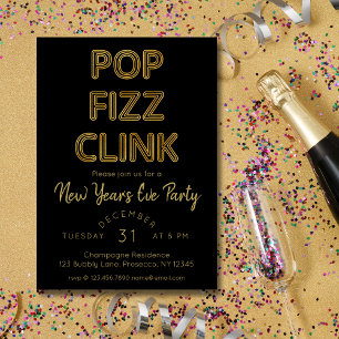 Convites Pop moderno Fizz Clink no Partido da Véspera do An