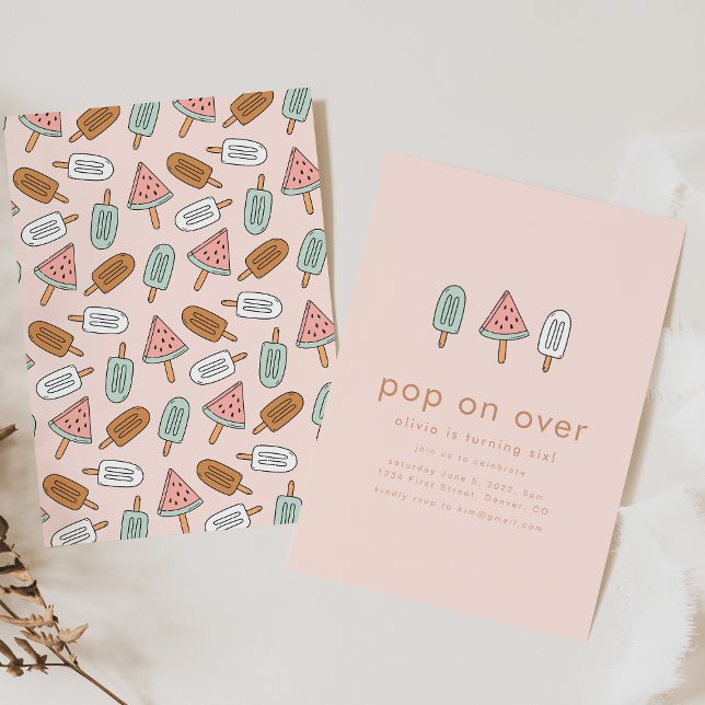 Convites Pop on Over Summer Popsicle Festa de aniversário I (Criador carregado)