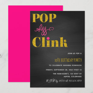 Convites Pop, rosa-cola-rosa e cartão-relva dourado