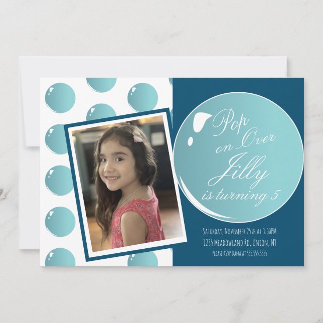 Convites Pop sobre Festa de aniversário de Tema Rosa (Frente)