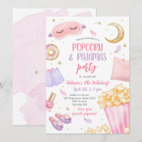 Popcorn Pajamas Sleepover SlumbParty Aniversário I