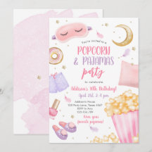 Popcorn Pajamas Sleepover SlumbParty Aniversário I