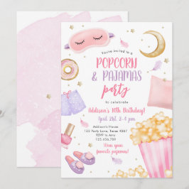 Convites Popcorn Pajamas Sleepover SlumbParty Aniversário I