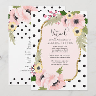 Convites Poppies Amarelas e Rosa de Festa de aniversário Vi