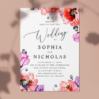 Poppies. Casamento floral vermelho de cor aquosa +