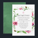 Convites Poppies Cor-de-Água Rosa Bat Mitzvah<br><div class="desc">Convite de morcego de papoila rosa,  projetado para ser rápida e facilmente personalizado de acordo com as especificações do seu evento.</div>