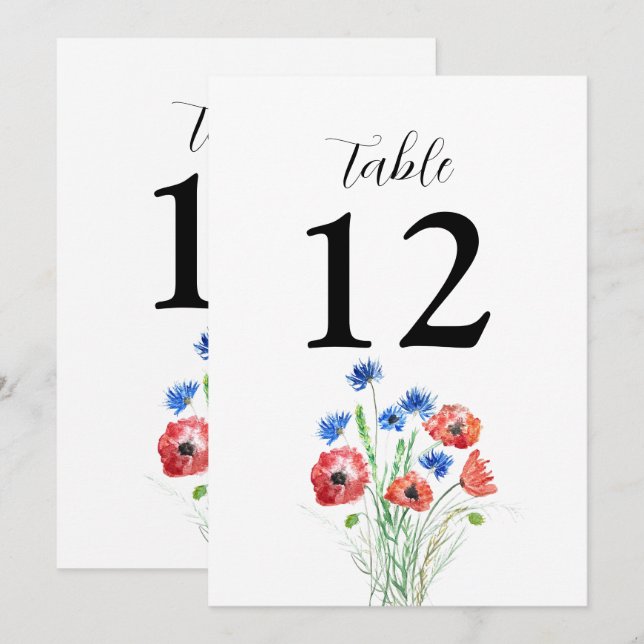 Convites Poppies Cornflower Floral Rustic Weds (Frente/Verso)