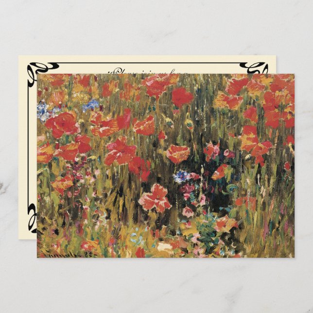 Convites Poppies de Robert Vonnoh, Impressionismo Vintage (Frente/Verso)