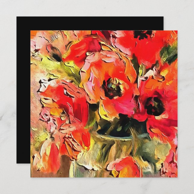 Convites Poppies Numa Arte Negra Vidro Vaso (Frente/Verso)