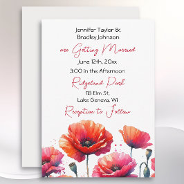 Convites Poppies Vermelhos Pensavam Casamento Floral