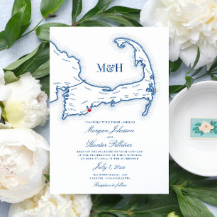 Convites Popponesset Inn Mapa Cape Cod Casamento Elegante