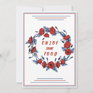 Convites Poppy Floral Chá de fraldas Aproveite Alguma Comid