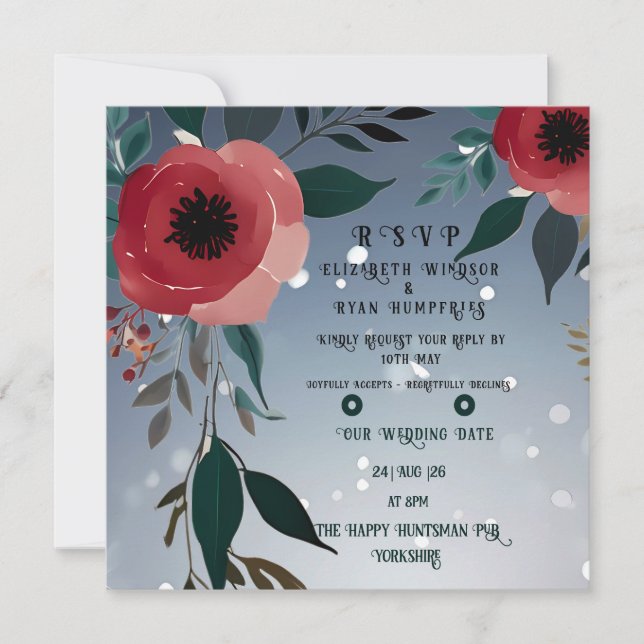 Convites Poppy of Love" Wedding Invitation Collection (Frente)