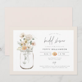 Convites POPPY Rustic Wildflower Mason Jar Chá de panela