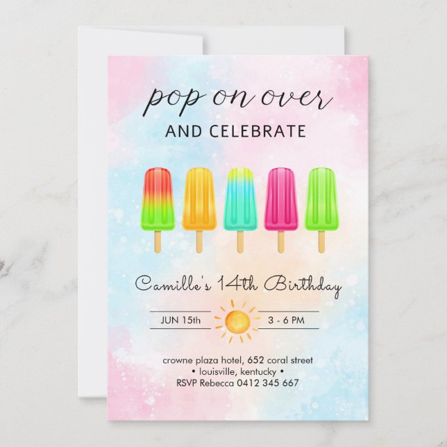 Convites Popsicle sorvete Birthday (Frente)