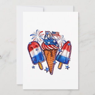 Convites Popsicles Patriótico Sorvete 4 de julho