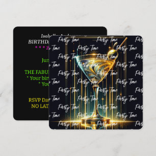 Convites Popular Neon Party Time Personalizado