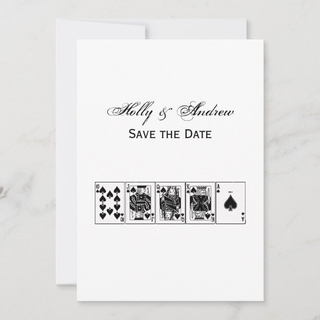 Convites Pôquer Noite de Cassino Sequência Real de Espadas (Frente)