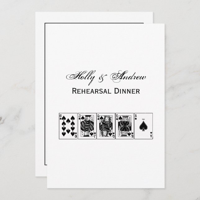 Convites Pôquer Noturno do Cassino - Sequência Real de Espa (Frente/Verso)