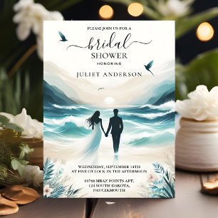 Convites Por Chá de panela de Água Azul de Praia no Oceano