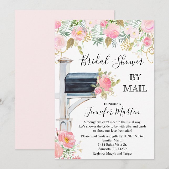 Convites Por Chá de panela de Correio (Frente/Verso)