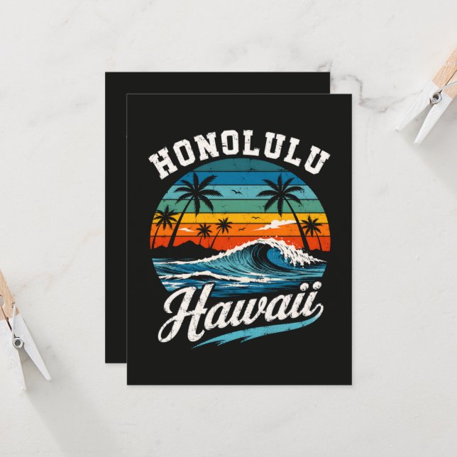 Convites Pôr do sol de surf em Honolulu Havaí (Frente/Verso In Situ)