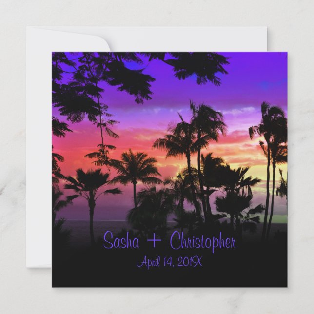 Convites Pôr do sol havaiano na praia de Kāʻanapali (Frente)